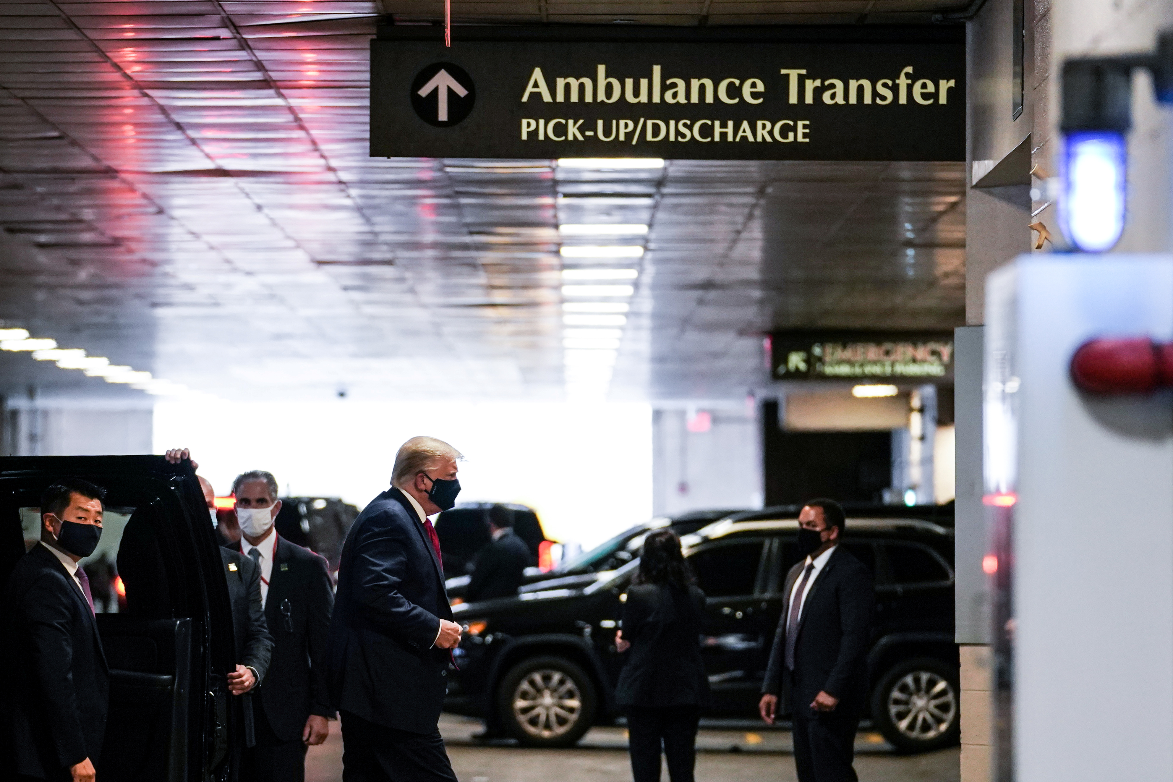US President Donald Trump arrives at the New York Presbyterian Hospital to visit his younger brother Robert Trump in New York City, US, August 14, 2020. Photo: Reuters