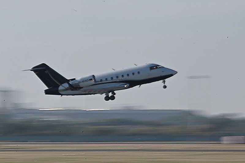 An ambulance aircraft evacuating Russian opposition leader Alexei Navalny for medical treatment in a German hospital takes off at an airport in Omsk, Russia, on August 22, 2020, in this still image taken from video. Alexei Navalny was taken ill with suspected poisoning en route from Tomsk to Moscow on a plane, which made an emergency landing in Omsk. Photo: Reuters
