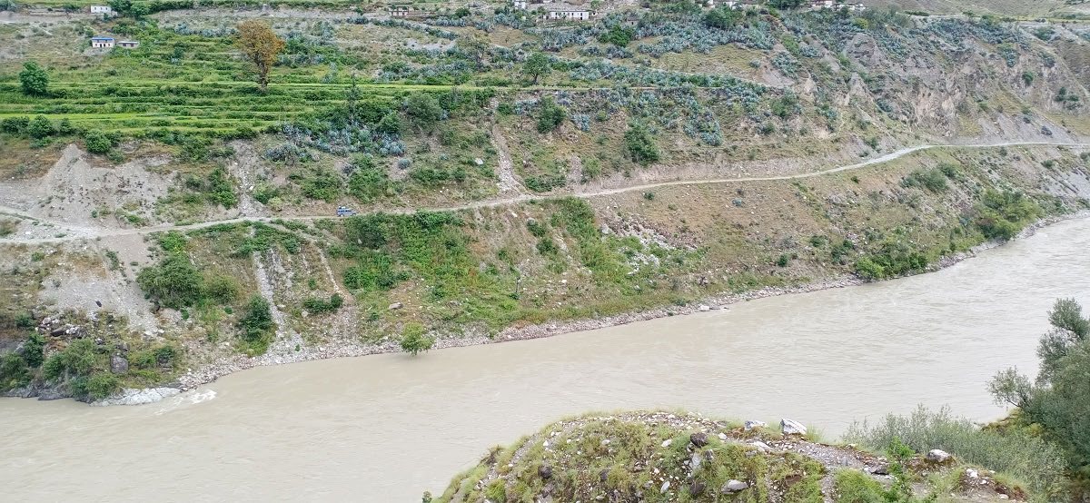 A view of the Karnali River that separates Swamikartik Rural Municipality from Himali Rural Municipality in Bajura, on Tuesday. Photo: THT