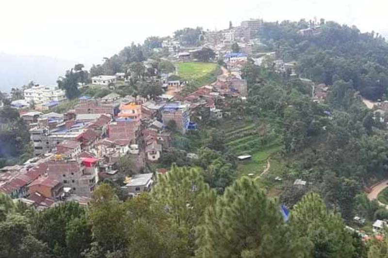 Human settlements are seen scattered on the hill in Bhojpur Municipality, Bhojpur district, on Thursday, September 10, 2020. Photo: Niroj Koirala/THT