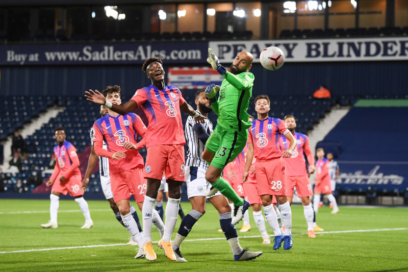 Chelsea's Wilfredo Caballero during the Premier League match between West Bromwich Albion and Chelsea, at The Hawthorns, in West Bromwich, Britain, on September 26, 2020. Photo: Pool via Reuters