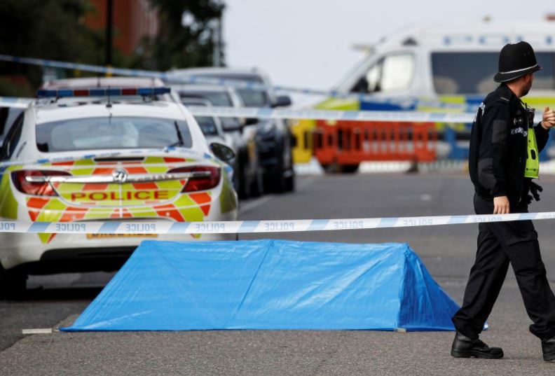 A police officer is seen near the scene of reported stabbings in Birmingham, Britain, September 6, 2020. Photo: Reuters