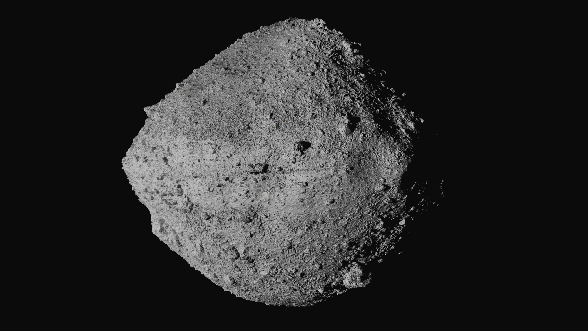 This undated image made available by NASA shows the asteroid Bennu from the OSIRIS-REx spacecraft. After almost two years circling the ancient asteroid, OSIRIS-REx will attempt to descend to the treacherous, boulder-packed surface and snatch a handful of rubble on Tuesday, Oct. 20, 2020. Photo: AP