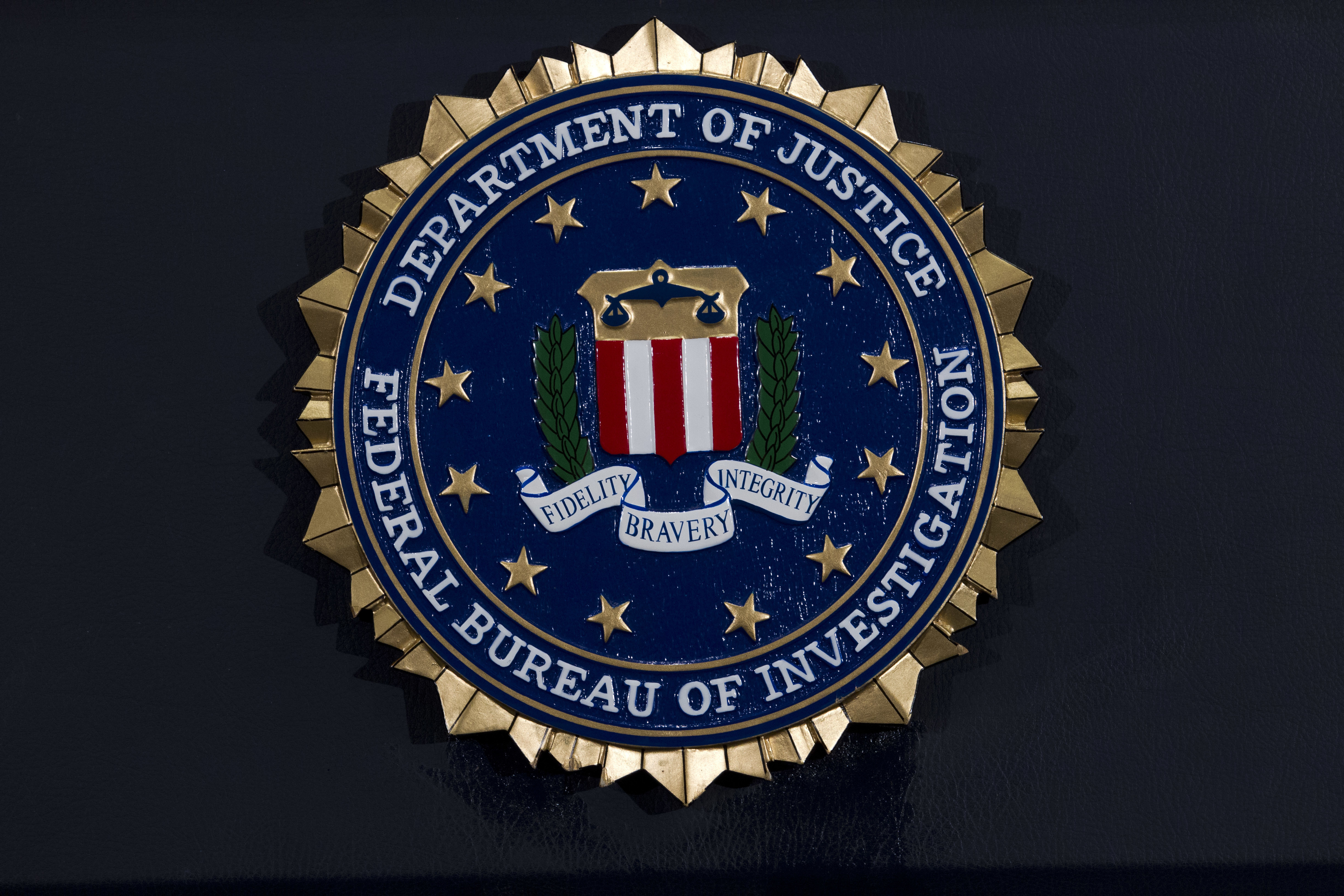 FILE - This Thursday, June 14, 2018, file photo, shows the FBI seal at a news conference at FBI headquarters in Washington. In an alert Wednesday, Oct. 28, 2020, the FBI and other federal agencies warned that cybercriminals are unleashing a wave of data-scrambling extortion attempts against the U.S. healthcare system that could lock up their information systems just as nationwide cases of COVID-19 are spiking. Photo: AP