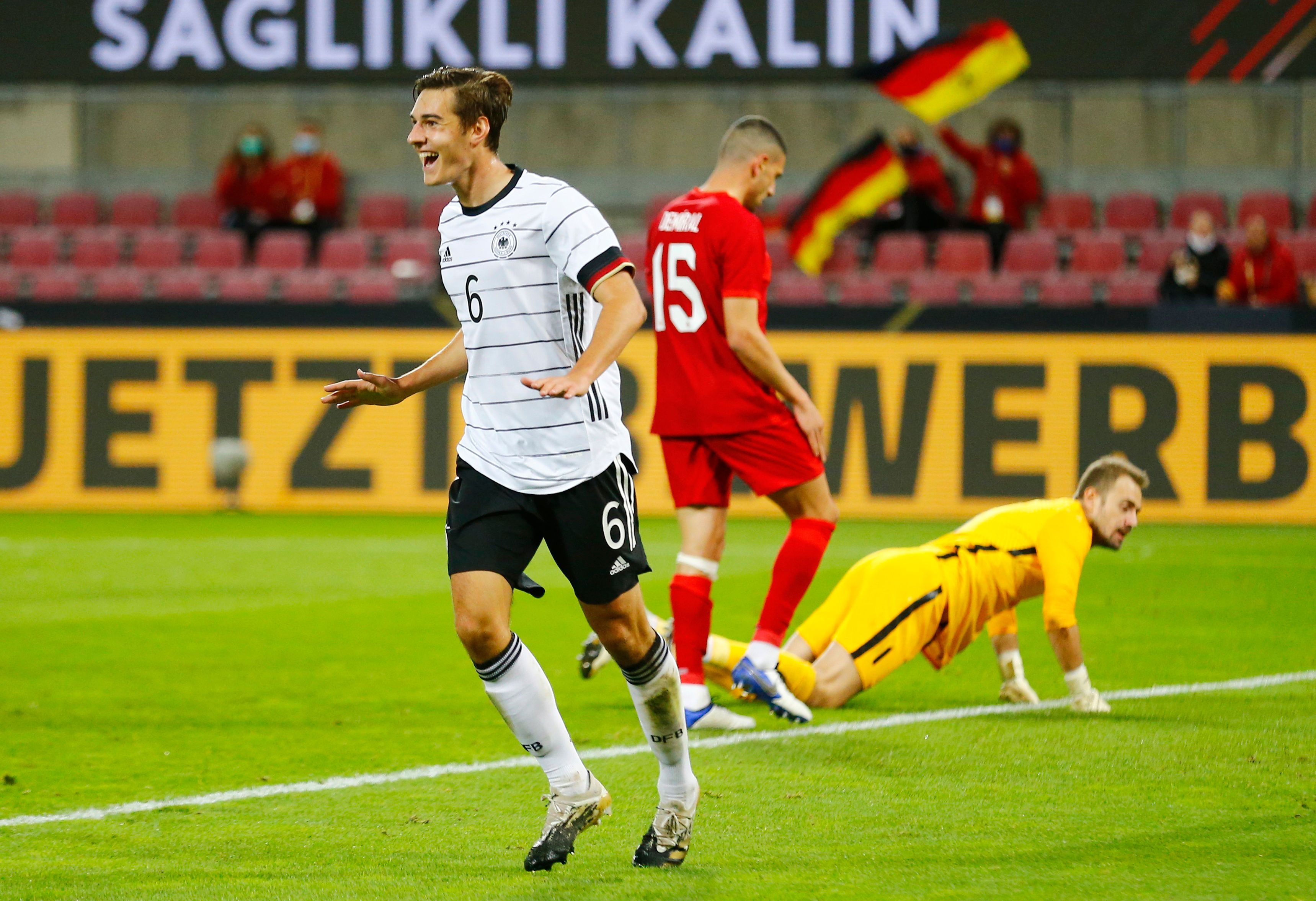 Germany's Florian Neuhaus celebrates scoring their second goal. Photo: Reuters