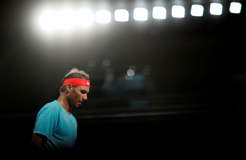 Spain's Rafael Nadal during his quarter final match against Italy's Jannik Sinner during the French Open, at Roland Garros, in Paris, France, on October 6, 2020. Photo: Reuters