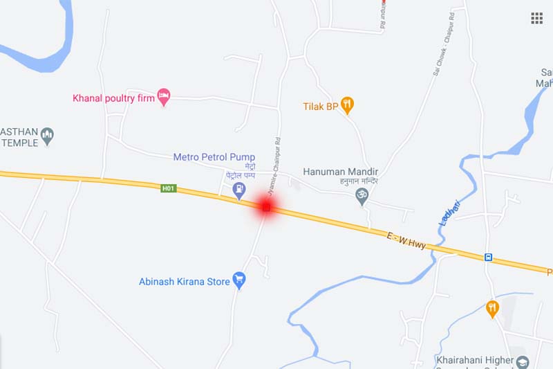 This image shows the map of Khairahani Municipality-1 in Chitwan district. Image: Google Maps