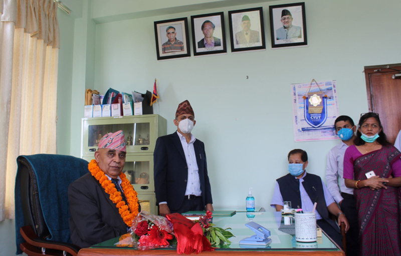 Newly appointer Vice-Chancellor of Pokhara University Prof Dr Prem Narayan Aryal, on Monday, October 05, 2020. Photo: Bharat Koirala/THT