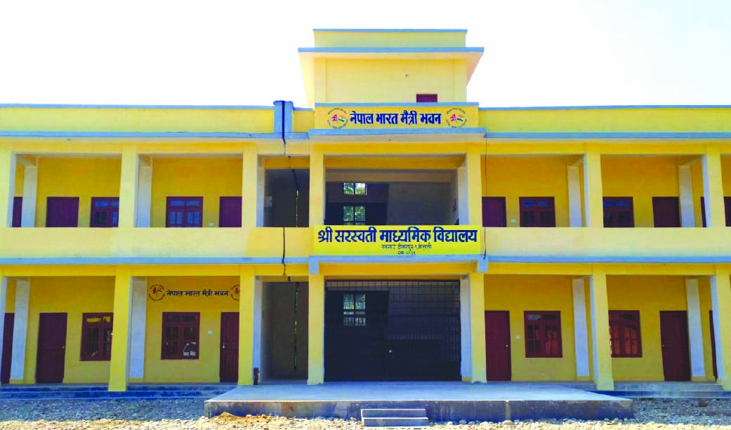 A view of newly constructed building of Shree Saraswati Secondary School in Tikapur of Kailali district, on Thursday. Photo: THT