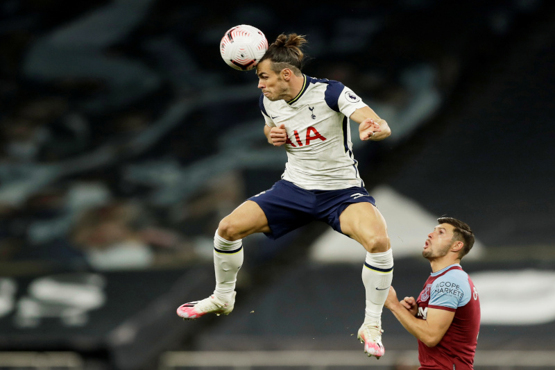 Tottenham Hotspur's Gareth Bale in action with West Ham United's Aaron Cresswell during their Premier League match at Tottenham Hotspur Stadium, in London, Britain, on October 18, 2020. Photo: Pool via Reuters