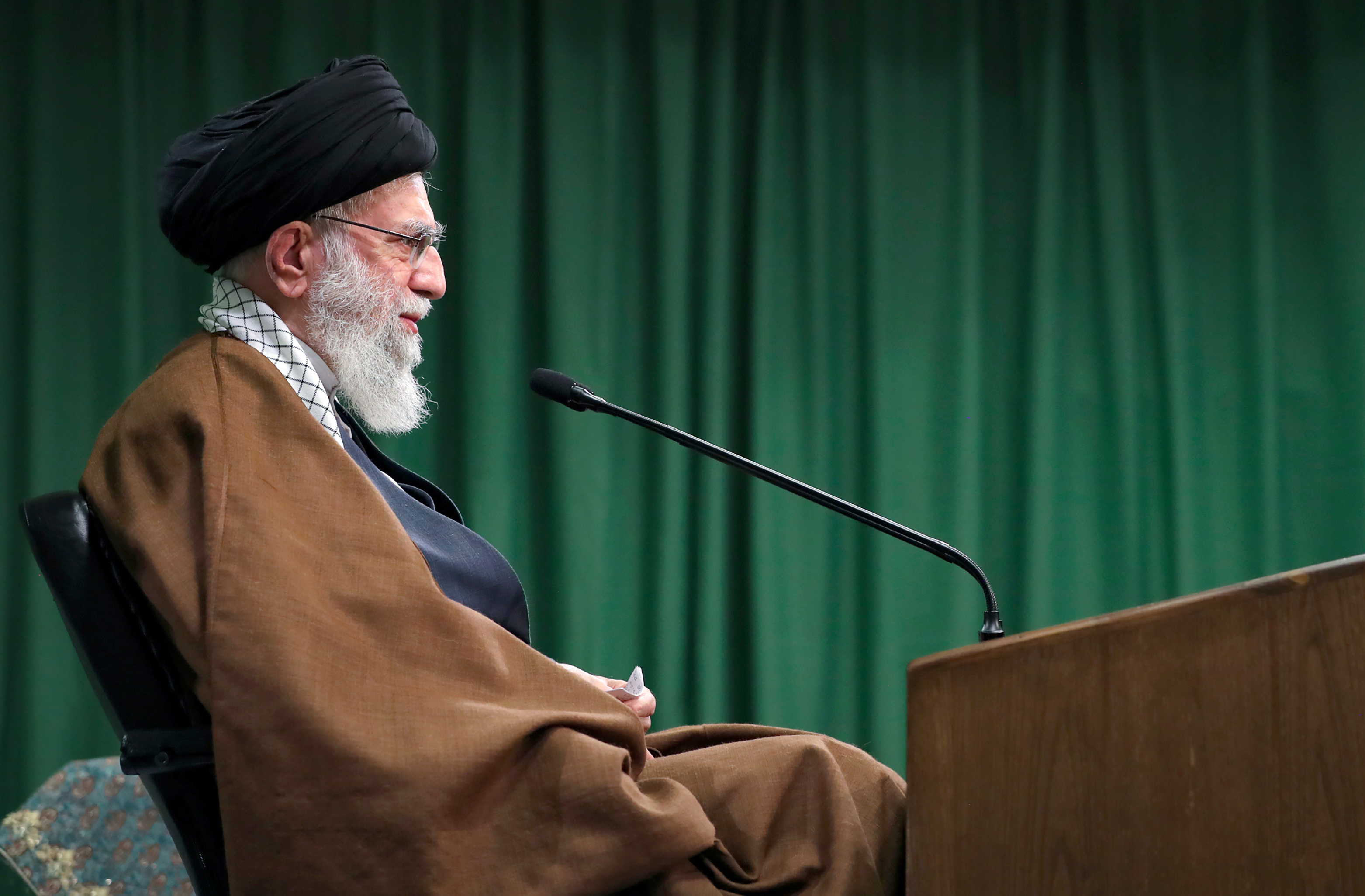 In this picture released by an official website of the office of the Iranian supreme leader, Supreme Leader Ayatollah Ali Khamenei addresses the nation in a televised speech marking the birthday of Islam's Prophet Muhammad, in Tehran, Iran, Tuesday, Nov. 3, 2020. Iranu2019s supreme leader mocked Americau2019s presidential election in a televised address. In his remarks Tuesday, Khamenei quoted President Donald Trumpu2019s own baseless claims about voter fraud to criticize the vote as Tehran marked the 1979 U.S. Embassy hostage crisis. Photo: AP