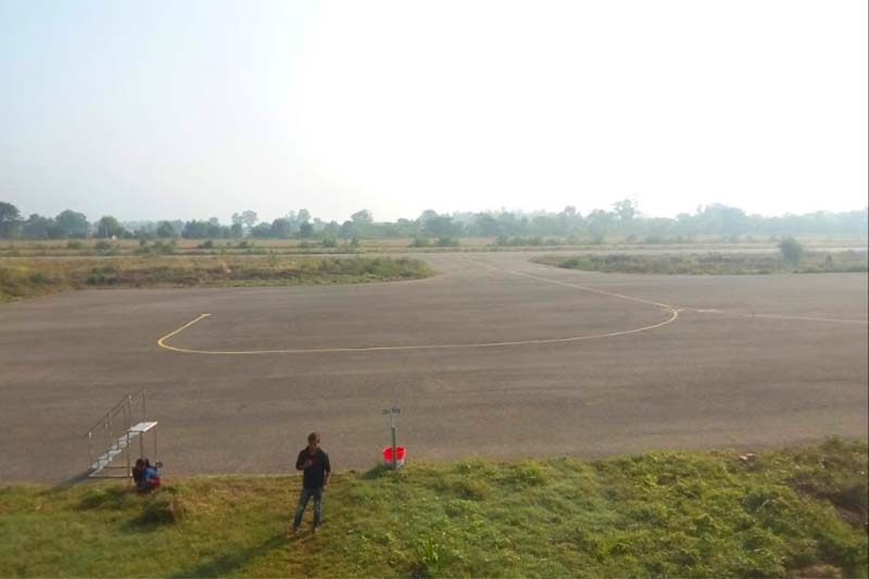 A man is seen standing on the premises of Tarigaun airport located in Tulsipur of Dang district, in October 2019. Photo courtesy: Anil Basnet