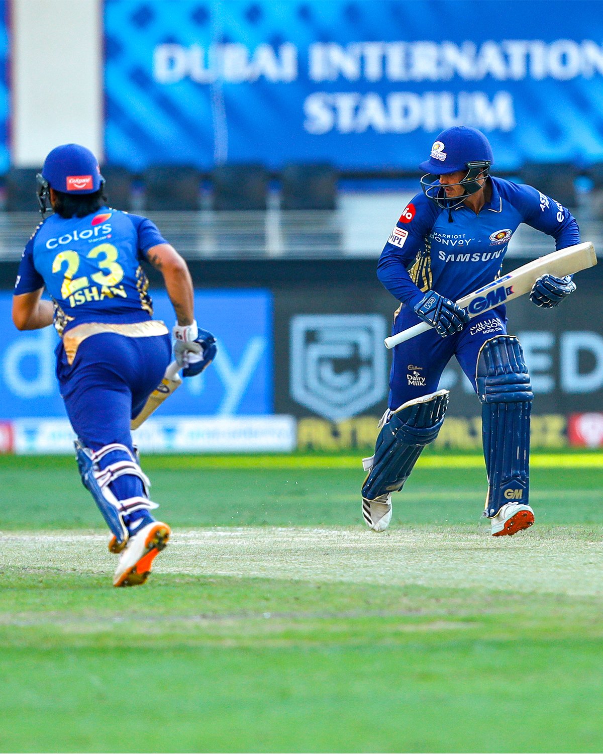 Quinton De Kock and Ishan Kishan in action during the Indian Premier League match between Mumbai Indians and Delhi Capitals. Photo Courtesy: Mumbai Indians/ twitter