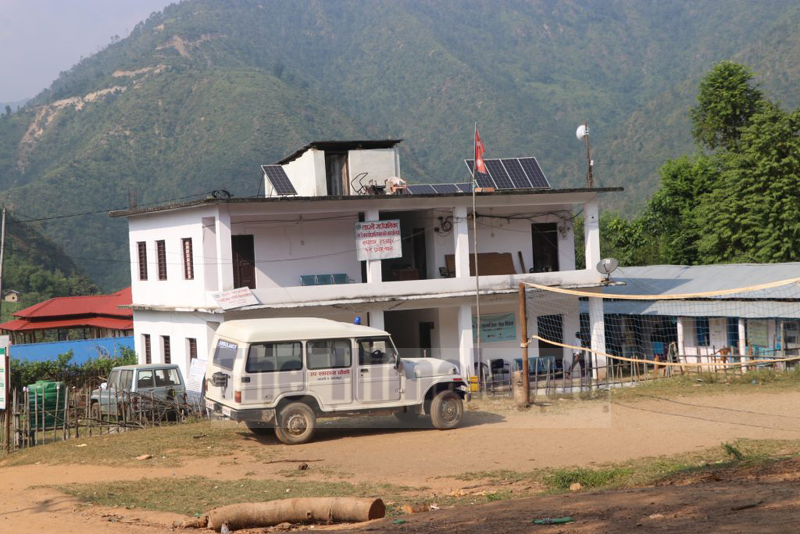 The image shows the building of Tapli Municipality office, Udayapur. Photo: Shyam Rai/THT