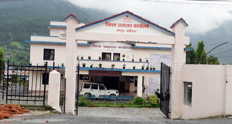 A view of Lamjung District Administration Office in Besisahar as captured on Monday, November 09, 2020. Photo: Ramji Rana/THT