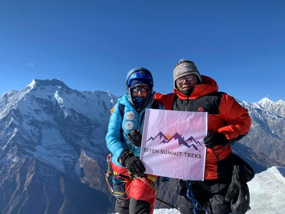 File Photo - Mingma Sherpa of Seven Summit Treks with Swiss climber Sophie Lavaud. Photo: Seven Summit Treks