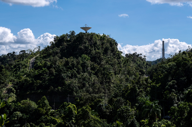 A view of the structure of the telescope at Puerto Rico's Arecibo Observatory following its collapse in Arecibo, Puerto Rico, December 1, 2020.  Photo: Reuters
