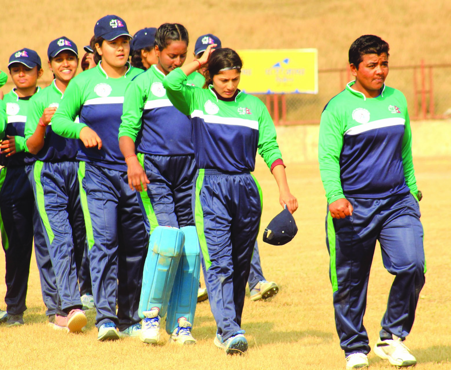 Sudurpashchim Province players celebrate after defeating Province-1 in the Group B match of the Sagarmatha Cement PM Womenu2019s National Cricket League in Dang on Tuesday. Photo: THT