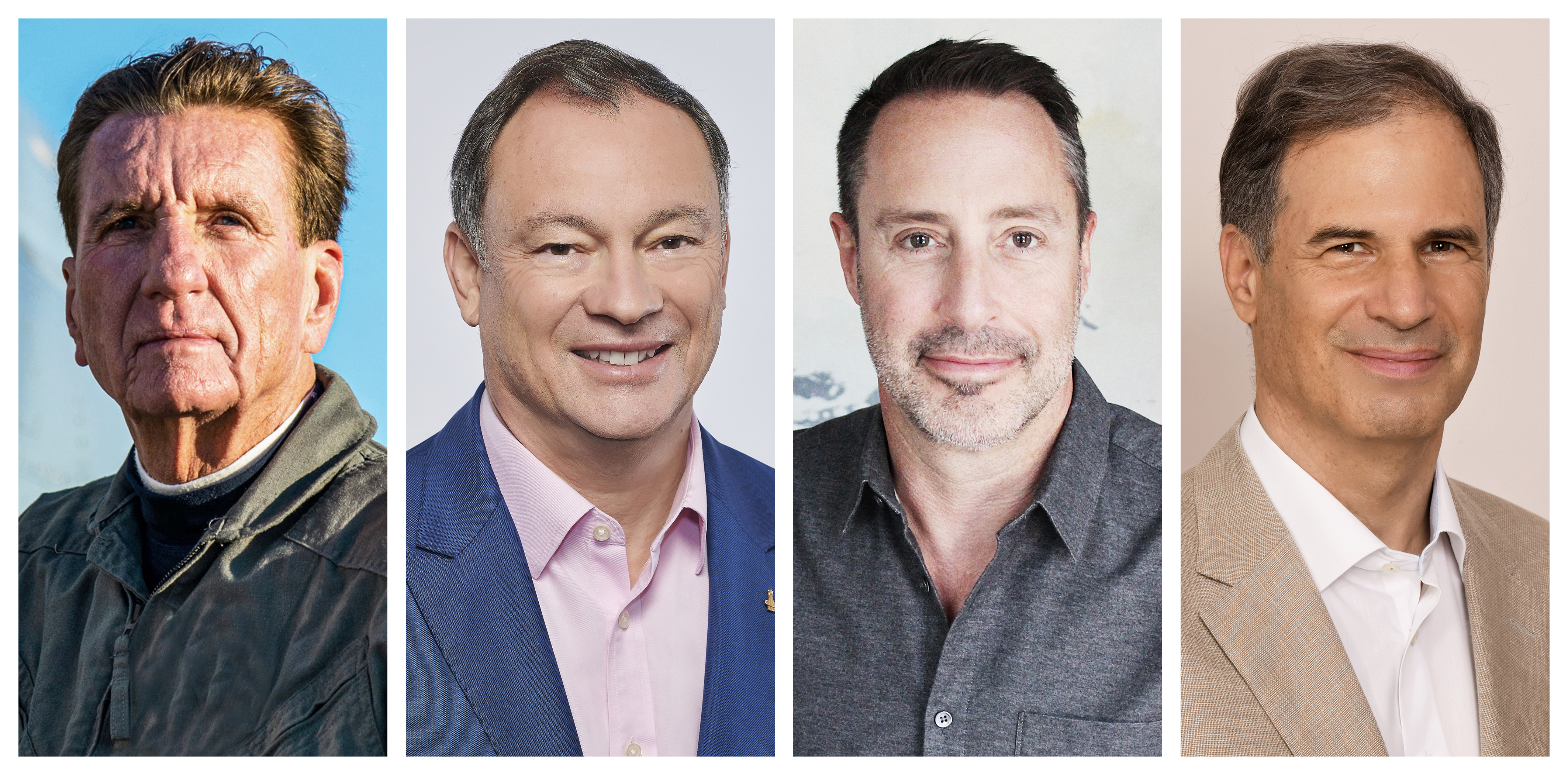 This combination of photos provided by Axiom Space in January 2021 shows, from left, Larry Connor, Michael Lopez-Alegria, Mark Pathy and Eytan Stibbe. On Tuesday, Jan. 26, 2021, Axiom announced they will be the first private space station crew, a year ahead of the planned launch. Photo: AP