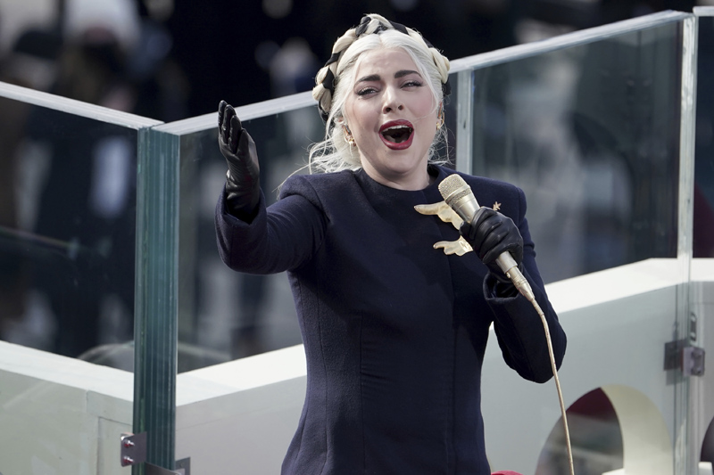 Lady Gaga sings the national anthem during the 59th Presidential Inauguration at the U.S. Capitol for President-elect Joe Biden in Washington, Wednesday, Jan. 20, 2021. Photo: Greg Nash/Pool Photo via AP