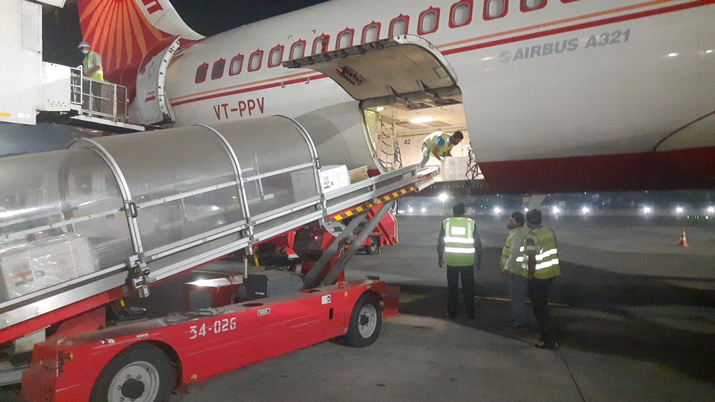 The consignment of Made in India Covid vaccines being loaded to be brought to Nepal, on Thursday, January 21, 2020. Photo Courtesy: MEA Spokesperson/Twitter