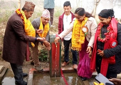 Dhodeni drinking water tap inauguration. Photo: Keshav Adhikari/ THT 
