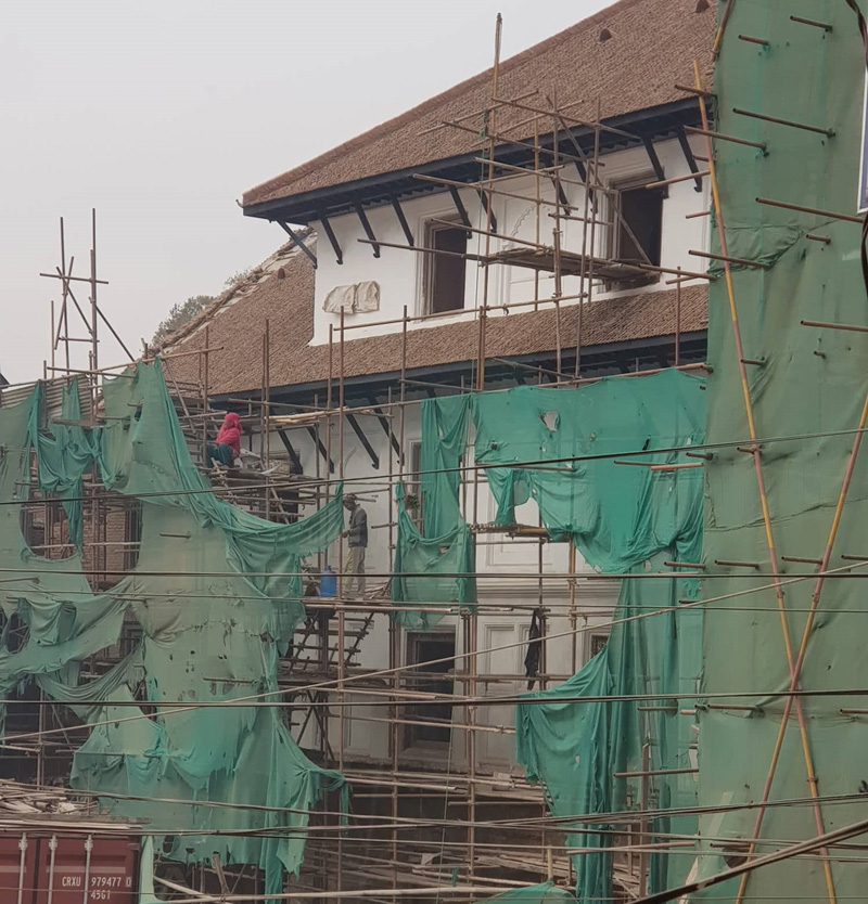 Under-reconstruction site of Hanuman Dhoka Palace Museum. Photo Courtesy: Kei Weise