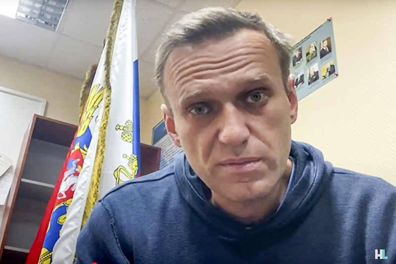 In this image taken from video released by Navalny Life youtube channel, Russian opposition leader Alexei Navalny speaks as he waits for a court hearing in a police station in Khimki, outside in Moscow, Russia, Monday, Jan. 18, 2021. A judge has ordered to remand Russian opposition leader Alexei Navalny in custody for 30 days, his spokeswoman Kira Yarmysh said on Twitter. The ruling Monday concluded an hours-long court hearing set up at a police precinct where the politician has been held since his arrest at a Moscow airport Sunday. Photo: Navalny Life youtube channel via AP