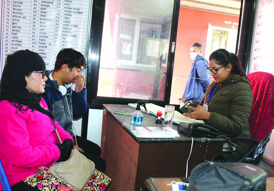 Foreign employment aspirants receiving counselling at District Administration Office, Tanahun, on Thursday. Counselling service is meant to curb fraud. Photo: THT