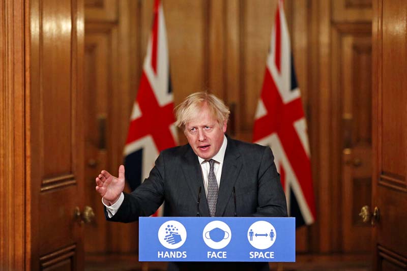 File - Britain's Prime Minister Boris Johnson speaks at a press conference in 10 Downing Street, London, on Wednesday, December 30, 2020. Photo: Heathcliff O'Malley/Pool via AP