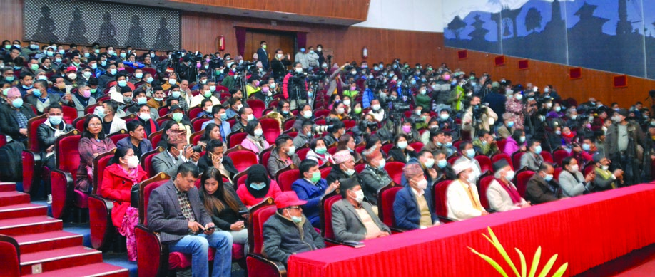 Members attending Press Organisation Nepalu2019s second national gathering, in Kathmandu, on Thursday. Photo: RSS